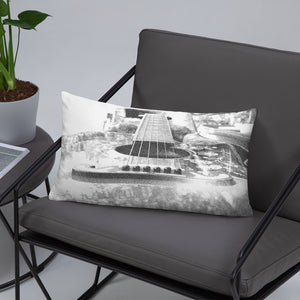 Throw Pillow Grayscale Guitar